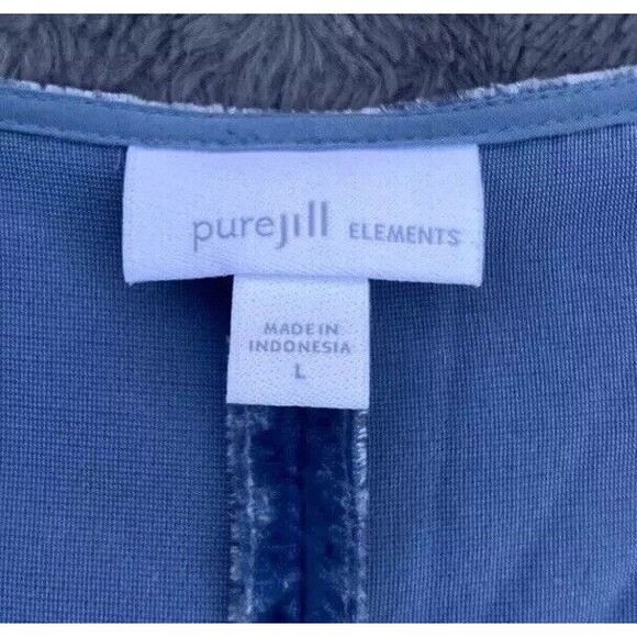 Pure Jill Elements Oversized Top Sky Blue Crushed Velvet Boxy Lagenlook Size L - Picture 10 of 14